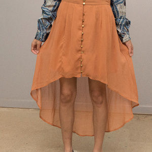 Peach chiffon High Low Skirt